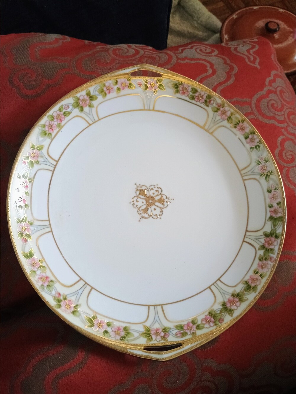 Hand Painted RC Nippon Gold Floral Antique China Noritake  Serving Bowl